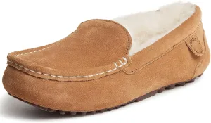 Dearfoams Women's Moccasin Slipper - Fireside Mel Indoor House Shoe with Genuine Shearling and Cozy Memeory Foam