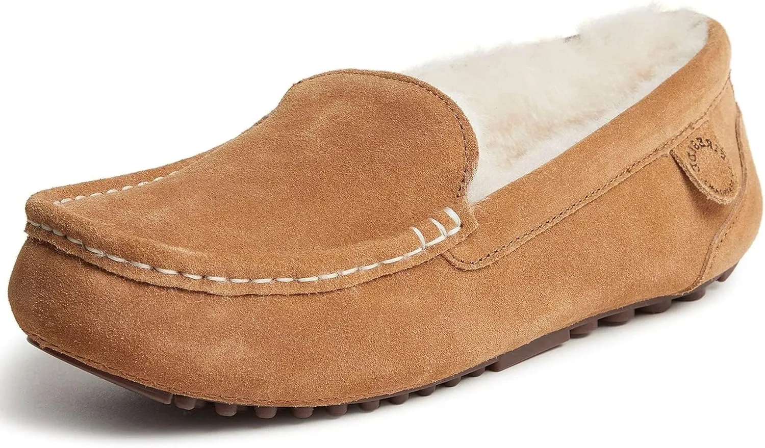 Dearfoams Women's Moccasin Slipper - Fireside Mel Indoor House Shoe with Genuine Shearling and Cozy Memeory Foam