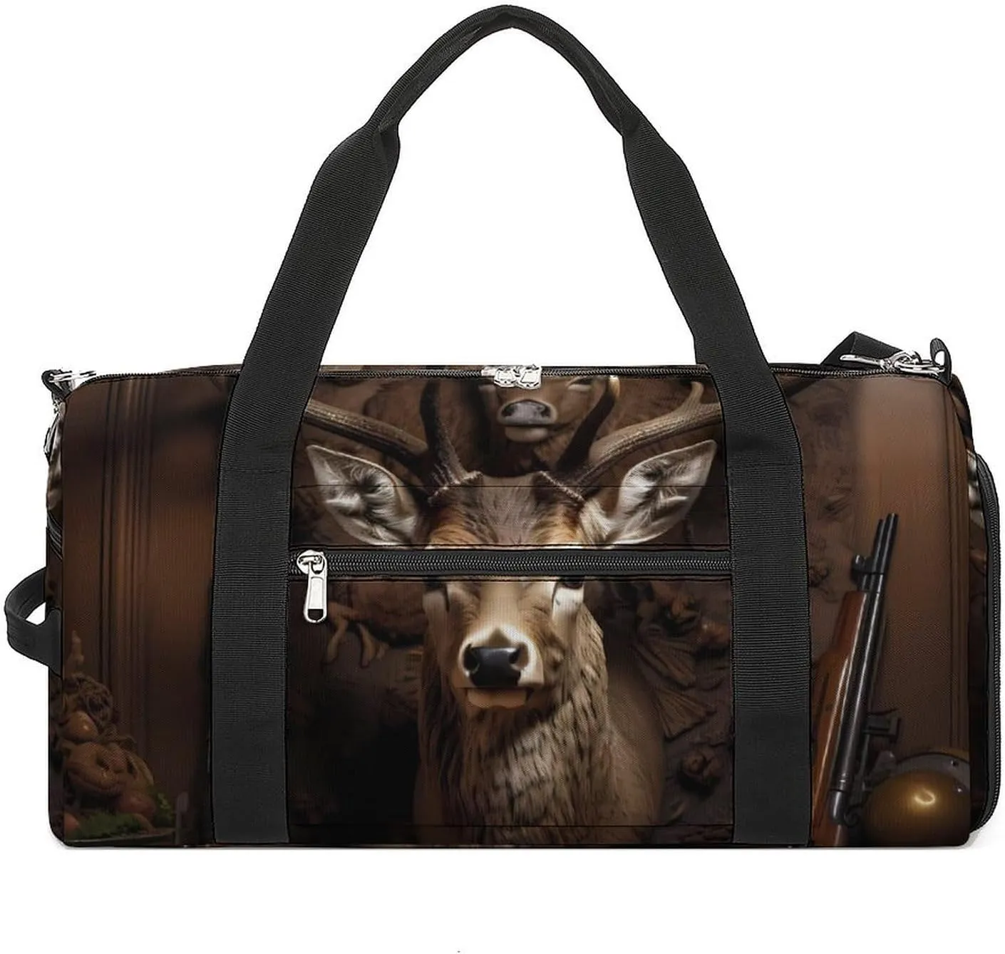 Deer Animal Skull Antler Hunting Duffle Bag Waterproof Gym Tote Bags Travel Overnight Bags with Shoes Compartment