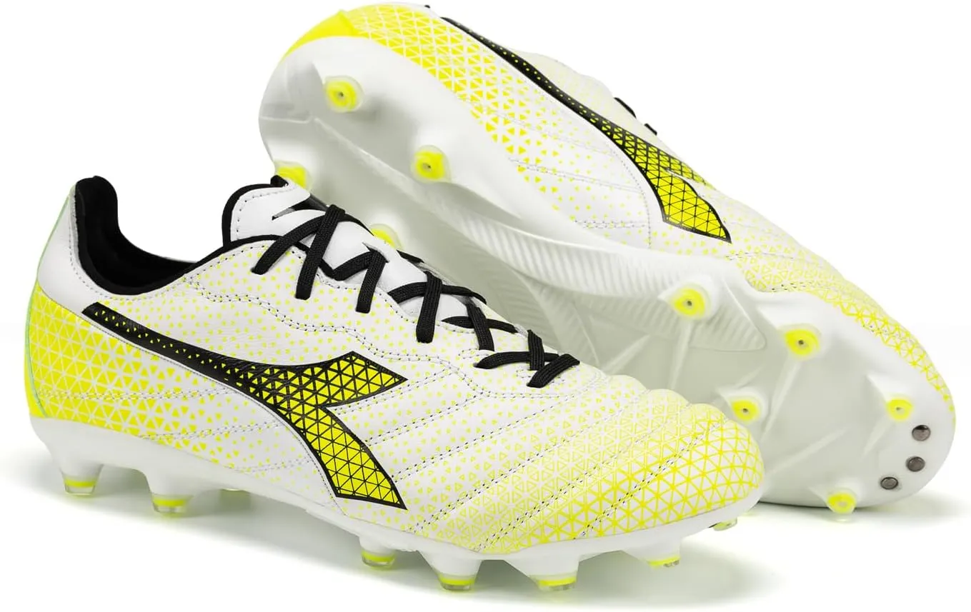 Diadora Brasil Elite 2 LT LP12 Firm Ground Soccer Shoe - Ultra-Soft, Water-Resistant Full-Grain Calfskin Upper, Non-Stretch Fabric Lining, Non-Slip PU Heel Lining, Insole with Flex Points