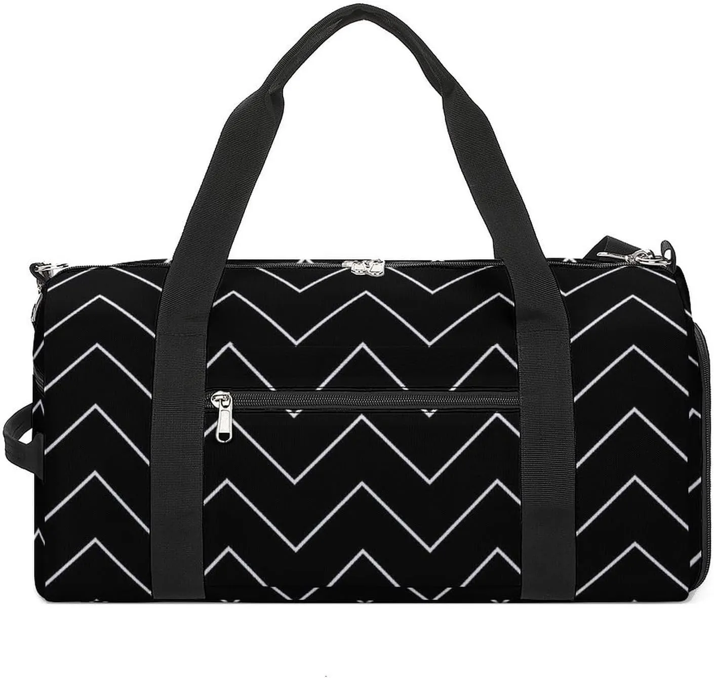 Diagonal Zig Zag Wave Line Fitness Large Gym Bag for Unisex with Shoe Compartment & Wet Pocket