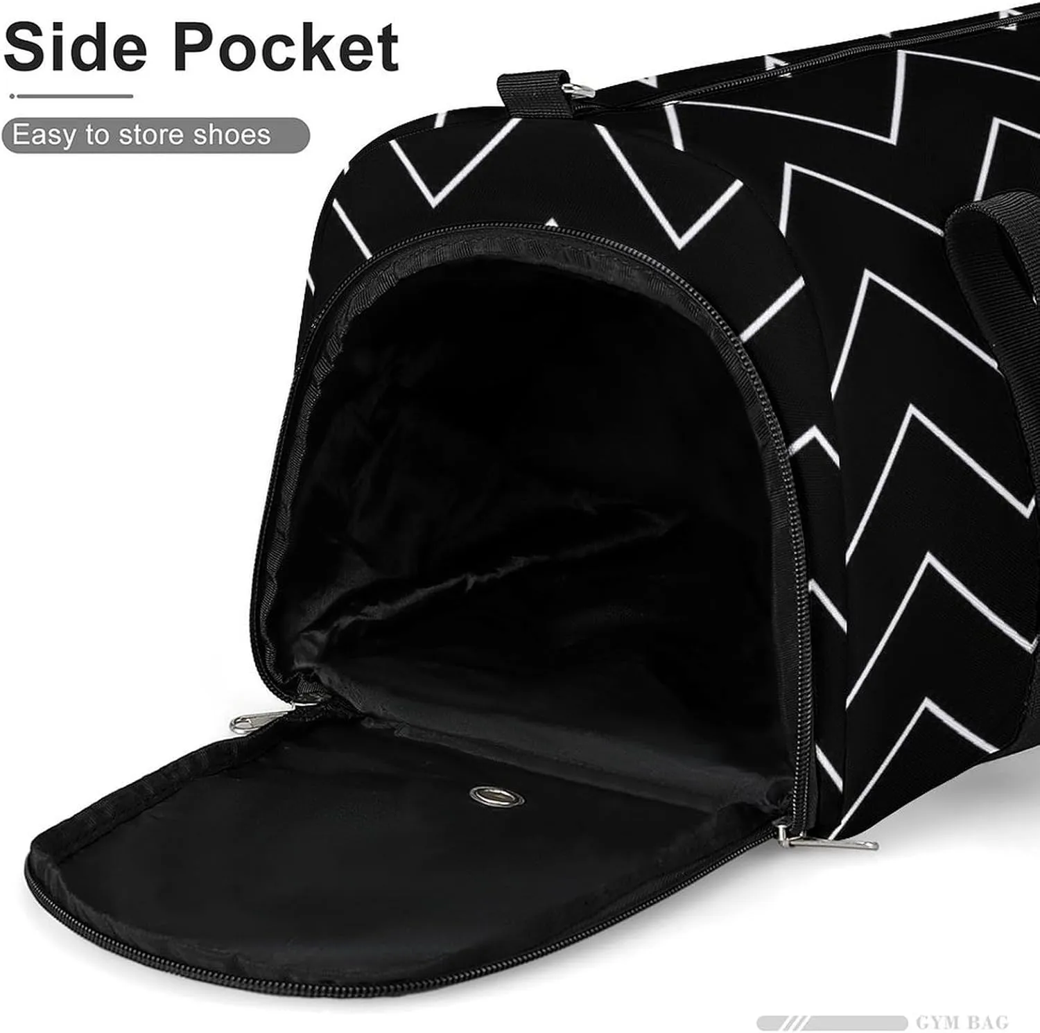 Diagonal Zig Zag Wave Line Fitness Large Gym Bag for Unisex with Shoe Compartment & Wet Pocket