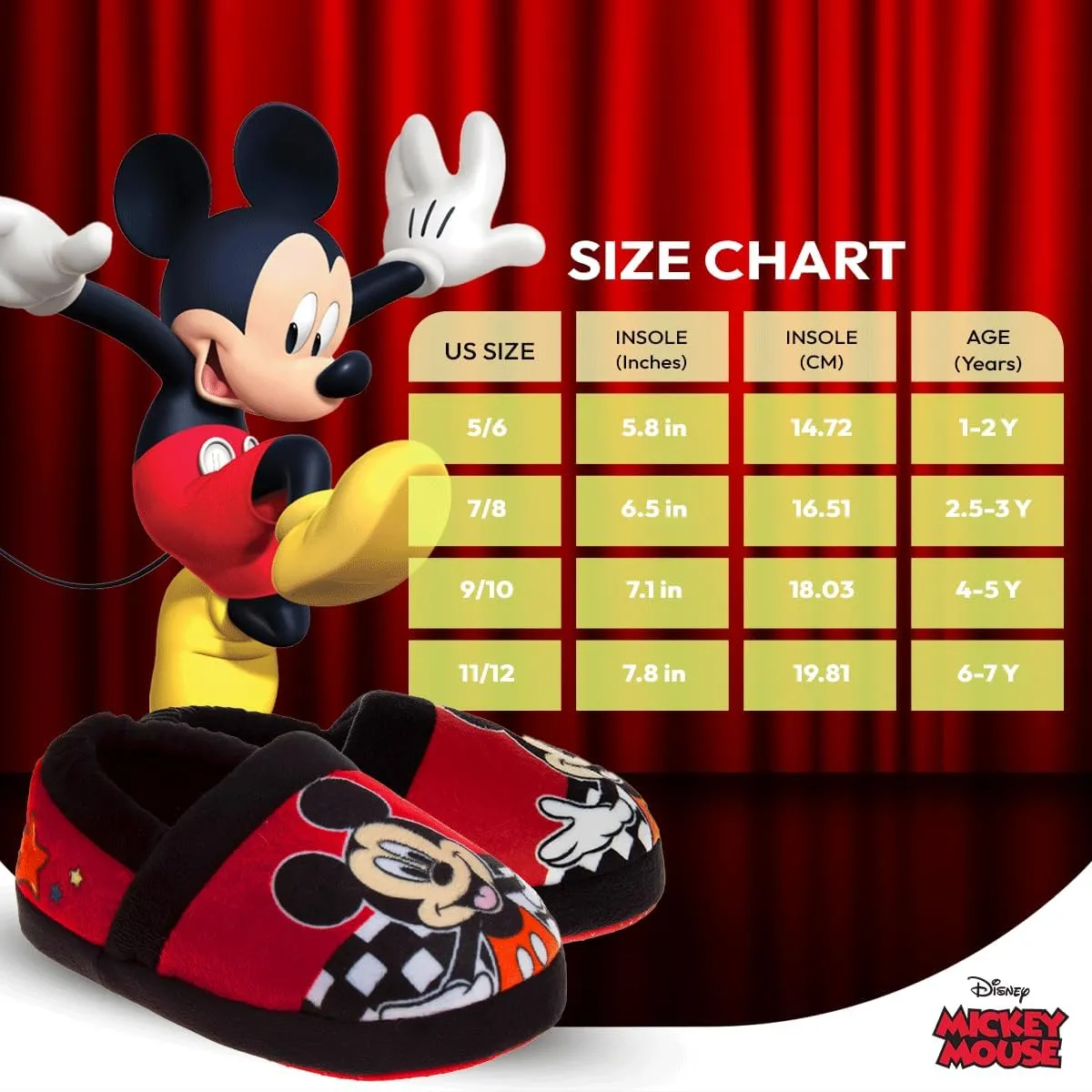 Disney Boys’ Mickey Mouse Slippers – Cozy Plush Fuzzy Slippers: Non-Slip, Non-Skid Slippers for Boys (Toddler/Little Kid)