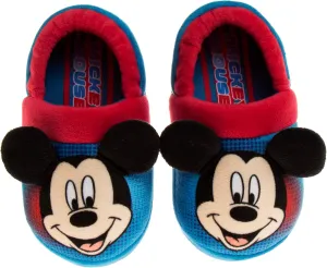 Disney Boys’ Mickey Mouse Slippers – Cozy Plush Fuzzy Slippers: Non-Slip, Non-Skid Slippers for Boys (Toddler/Little Kid)