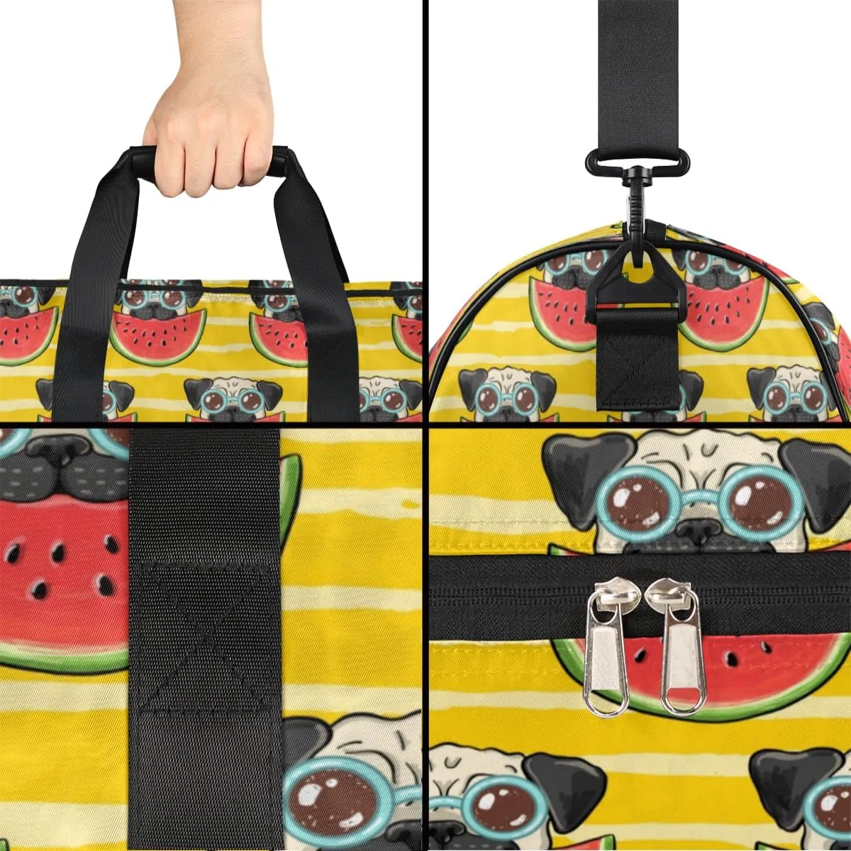 Dog Watermelon Sports Gym Bag for Women Men Travel Duffel Bag with Wet Pocket & Shoes Compartment Waterproof Weekender Overnight Tote Carry on Bag Lightweight