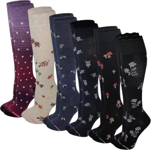 Dr. Motion Women 6 pairs pack everyday Graduted compression knee high socks