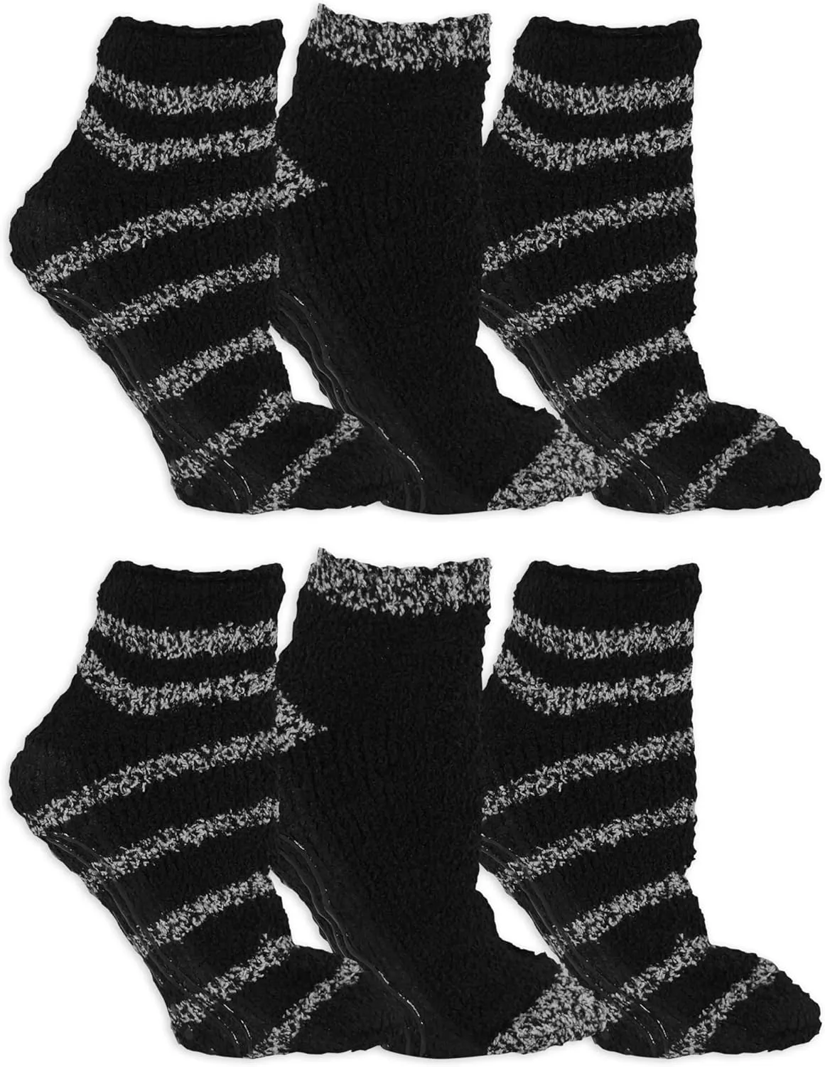 Dr. Scholl's Women's Soothing Spa Gripper Low Cut Socks 6 Pair Pack, Black/Grey, Women's Shoe Size: 4-10