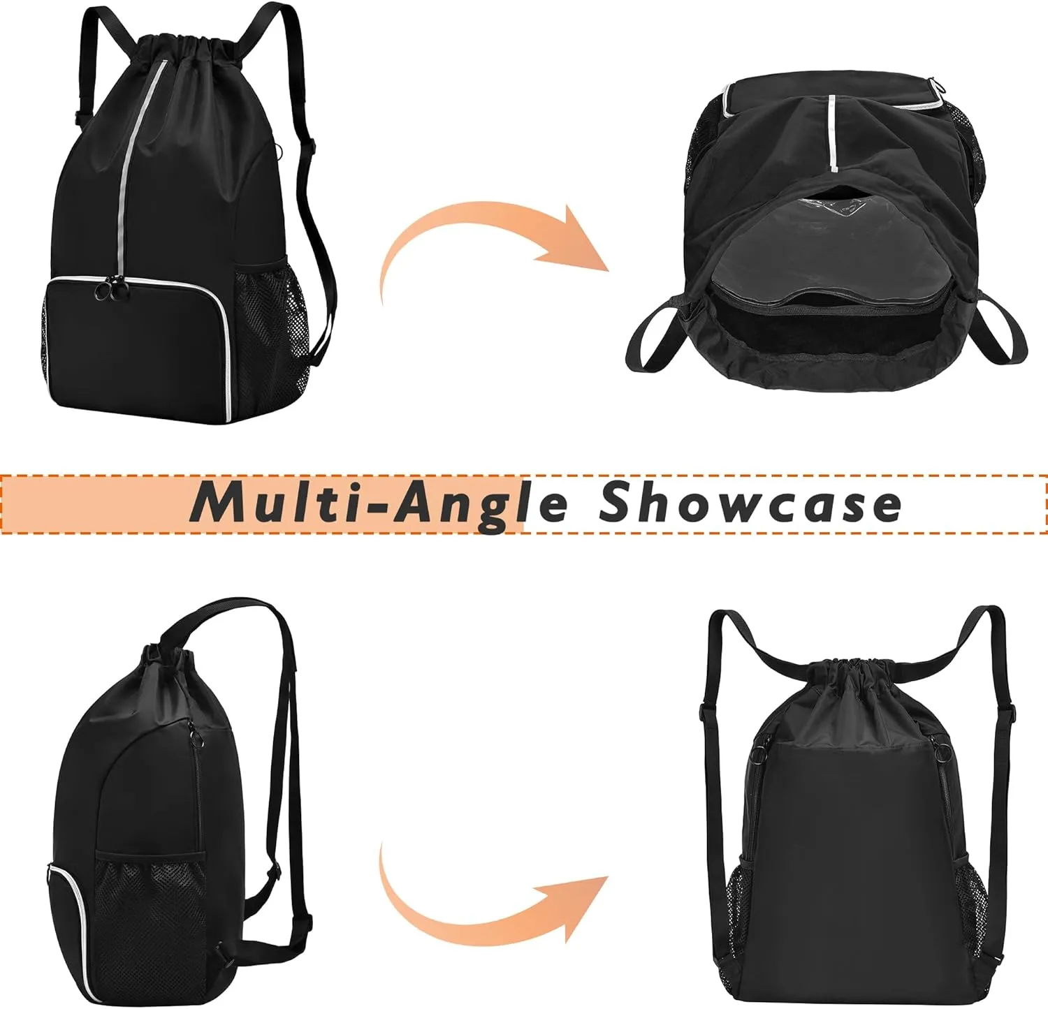 Drawstring Backpack Bag with Shoe Compartment, X-Large Gym, Beach, Sports Backpack for Women & Men