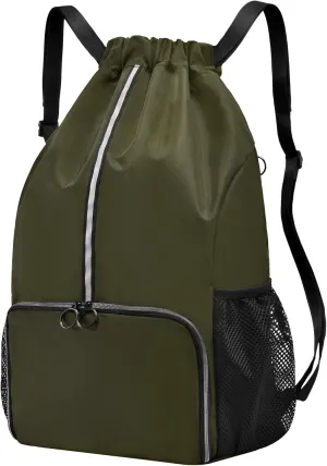Drawstring Backpack Bag with Shoe Compartment, X-Large Gym, Beach, Sports Backpack for Women & Men