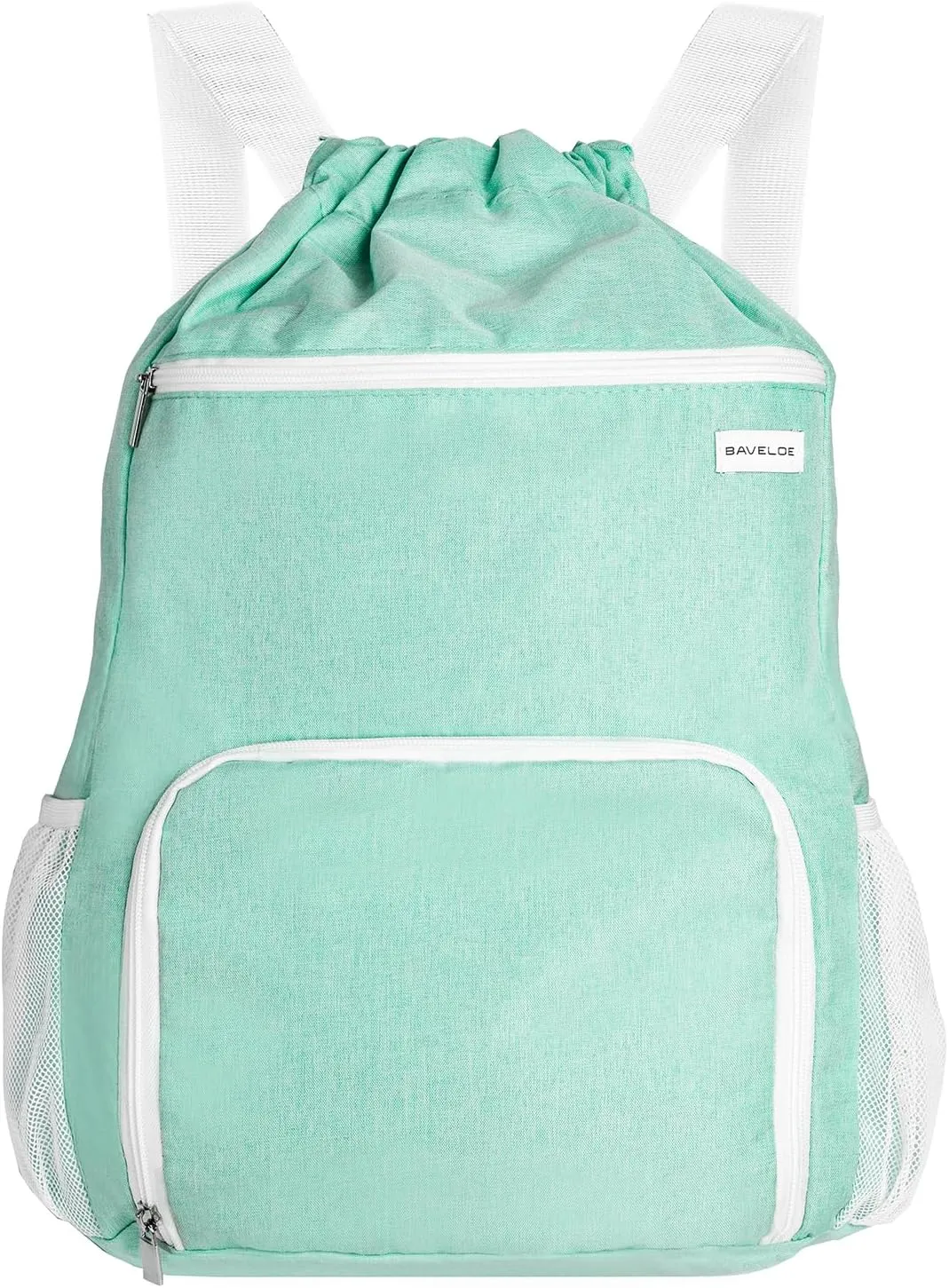 Drawstring Backpack with Wet Pocket & Shoe Compartment, Water-Resistant Sports Gym Swim String Bag for Women Men(Mint Green)