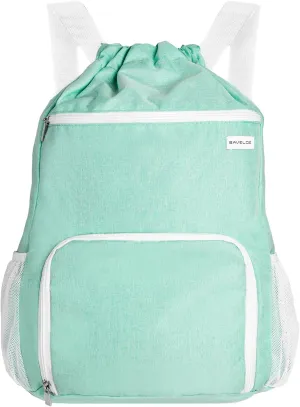 Drawstring Backpack with Wet Pocket & Shoe Compartment, Water-Resistant Sports Gym Swim String Bag for Women Men(Mint Green)