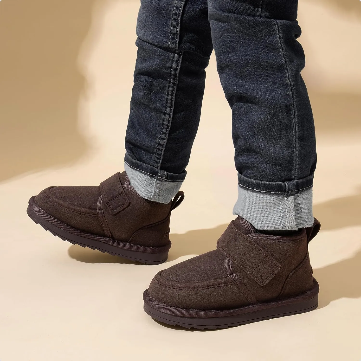 DREAM PAIRS Boys Boots Kids Girls Winter Warm Faux Fur Walking Ankle Boots FuzzyGo Kid's Cozy Tap for Toddler/Little Kid