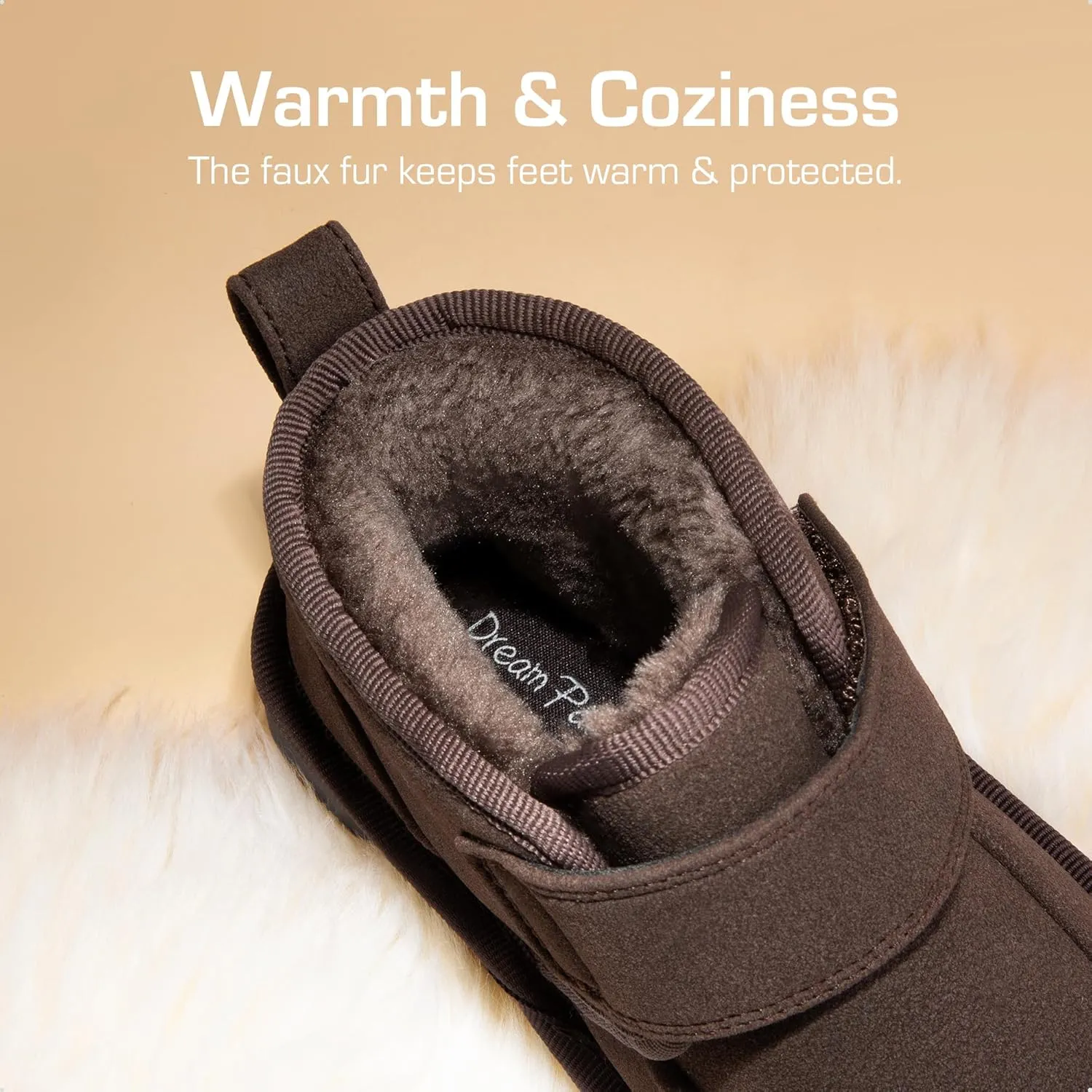 DREAM PAIRS Boys Boots Kids Girls Winter Warm Faux Fur Walking Ankle Boots FuzzyGo Kid's Cozy Tap for Toddler/Little Kid