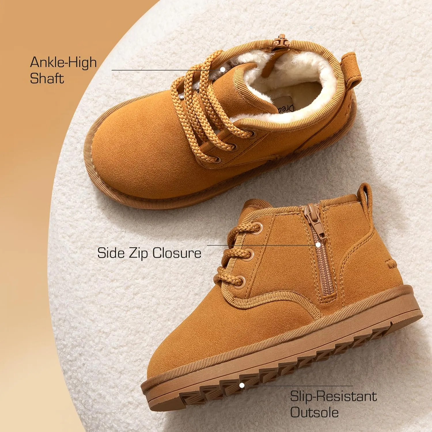 DREAM PAIRS Toddler Boots Kids Boys Girls Winter Zipper Warm Faux Fur FuzzyGo Kid's Cozy Walking Ankle Boots