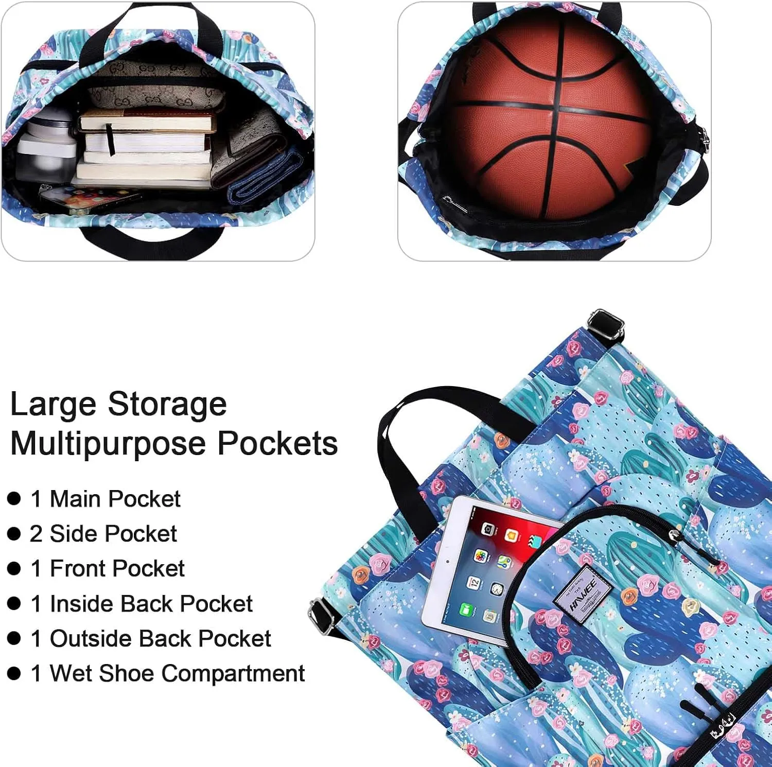 Dry Wet Drawstring Backpack with Shoe Compartment for Women Adjustable Gym Bag
