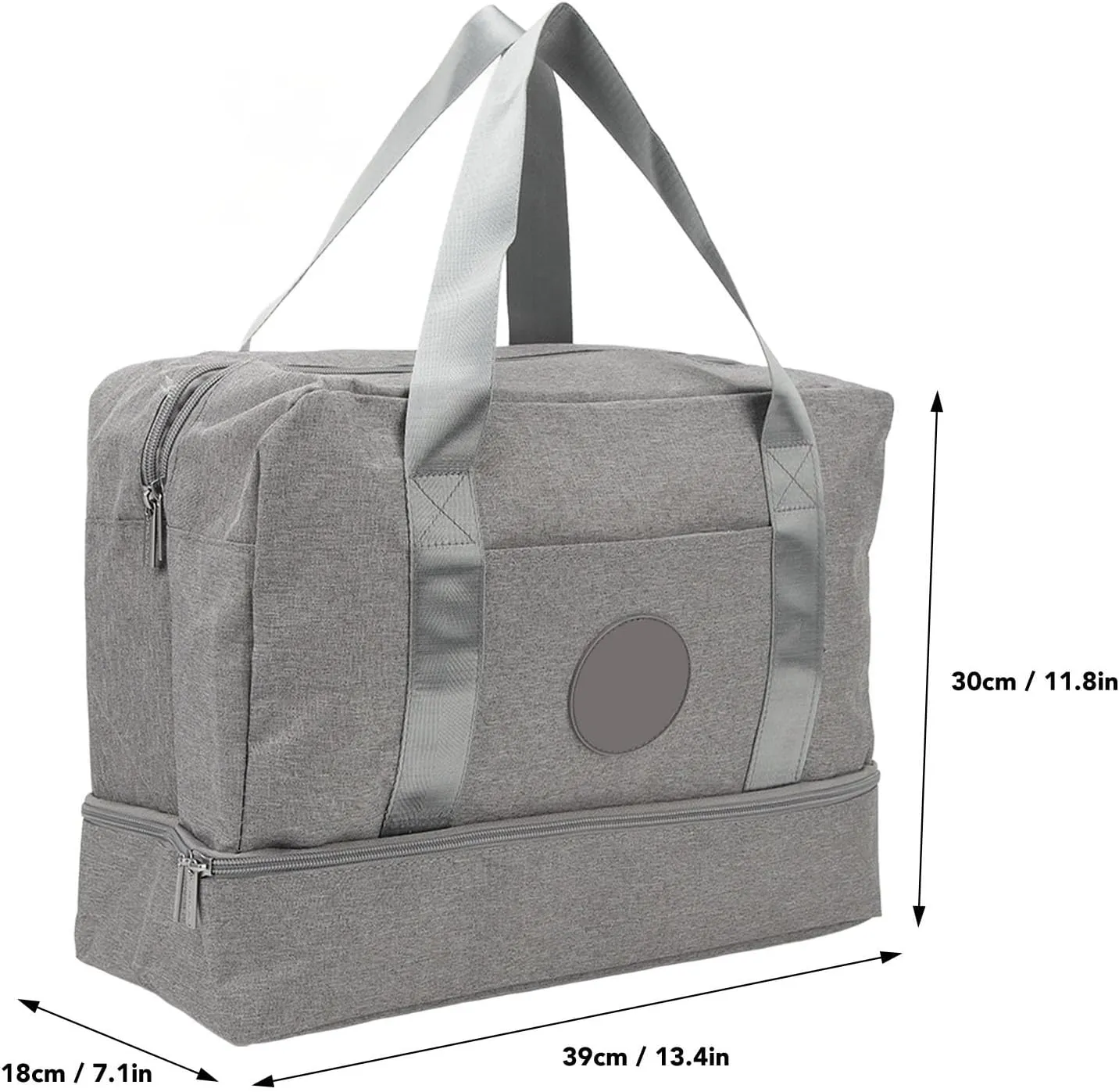 Dry Wet Separated Gym Bag Lightweight Waterproof Sports Travel Bag with Dry Wet Seperation for Men Women Swimwear Swimming Fitness Equipment (Grey)