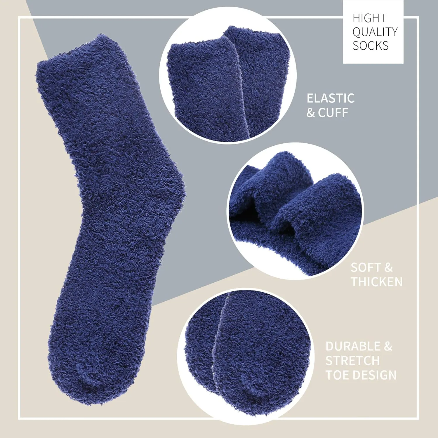 DYW Mens Fuzzy Slipper Socks Super Soft Cozy Fluffy Winter Warm Sleeping Socks