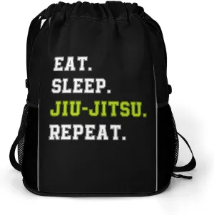 Eat Sleep Jiu-Jitsu Repeat Gym Bag Workout Gym Backpack with Shoe Compartment Sports Bags for Women Men