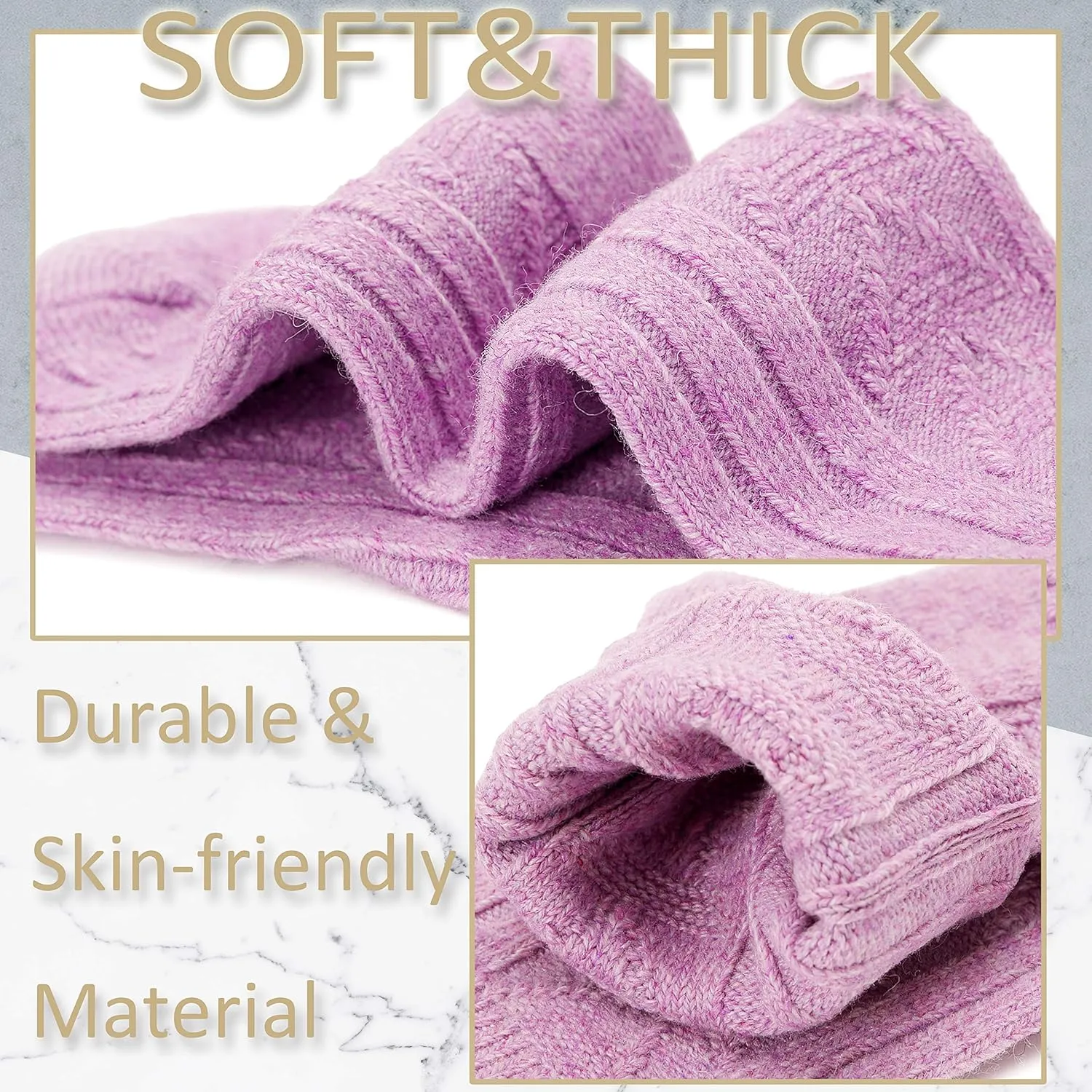 EBMORE 5 Pairs Merino Wool Socks for Women Thermal Warm Thick Winter Hiking Knit Cozy Crew Duty Work Soft Socks for Ladies