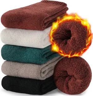 EBMORE 5 Pairs Women Merino Wool Socks Thermal Hiking Winter Warm Thick Cozy Cabin Crew Comfy Socks for Ladies