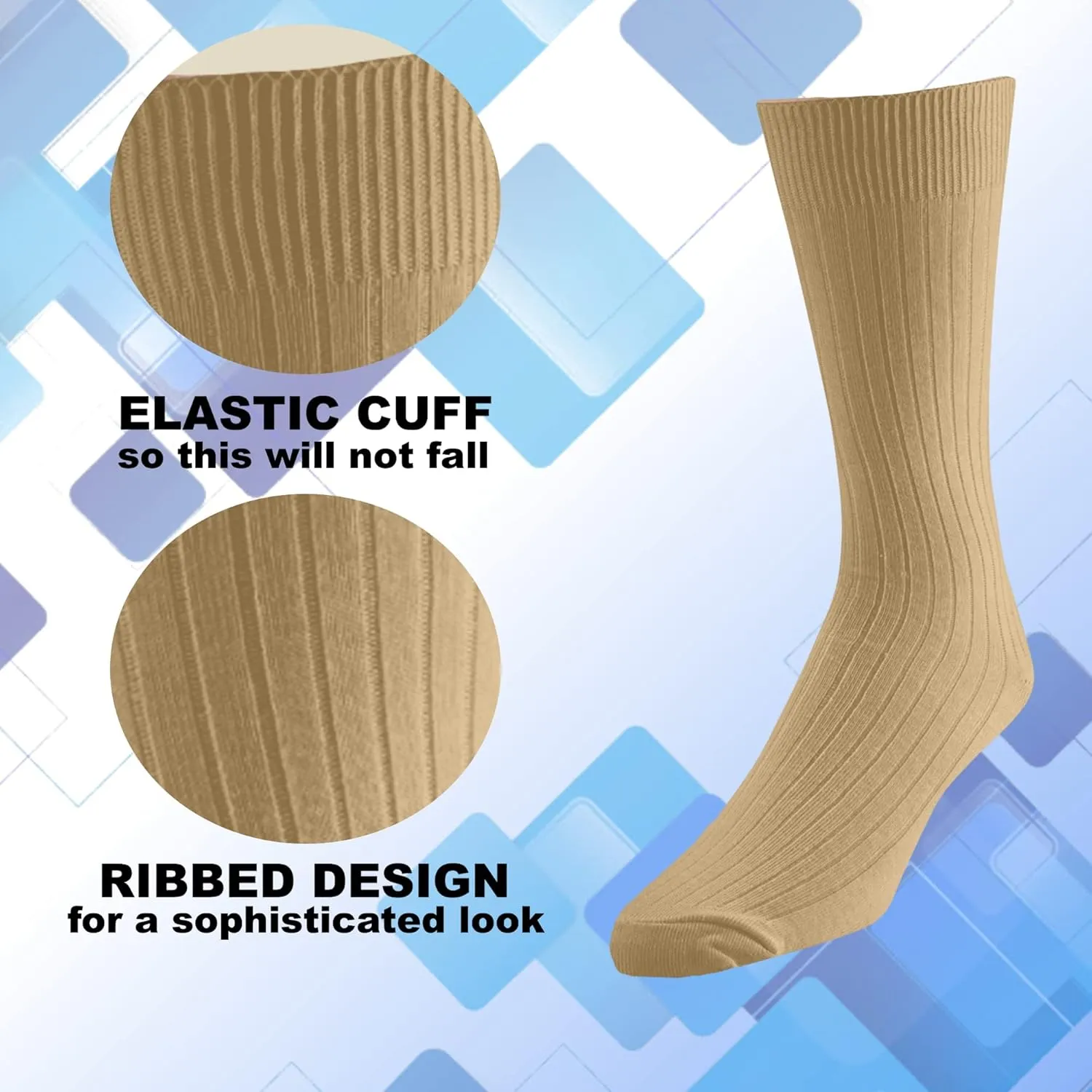 EMEM Apparel Women's Soft Ribbed Cotton Knit Classic Crew Dress Socks 5-Pack