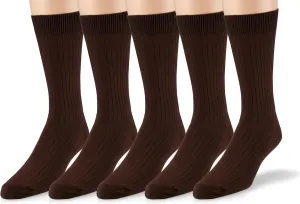EMEM Apparel Women's Soft Ribbed Cotton Knit Classic Crew Dress Socks 5-Pack