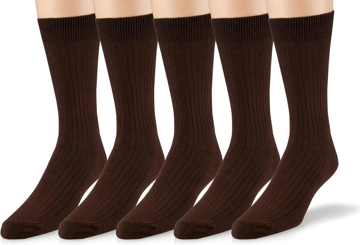EMEM Apparel Women's Soft Ribbed Cotton Knit Classic Crew Dress Socks 5-Pack