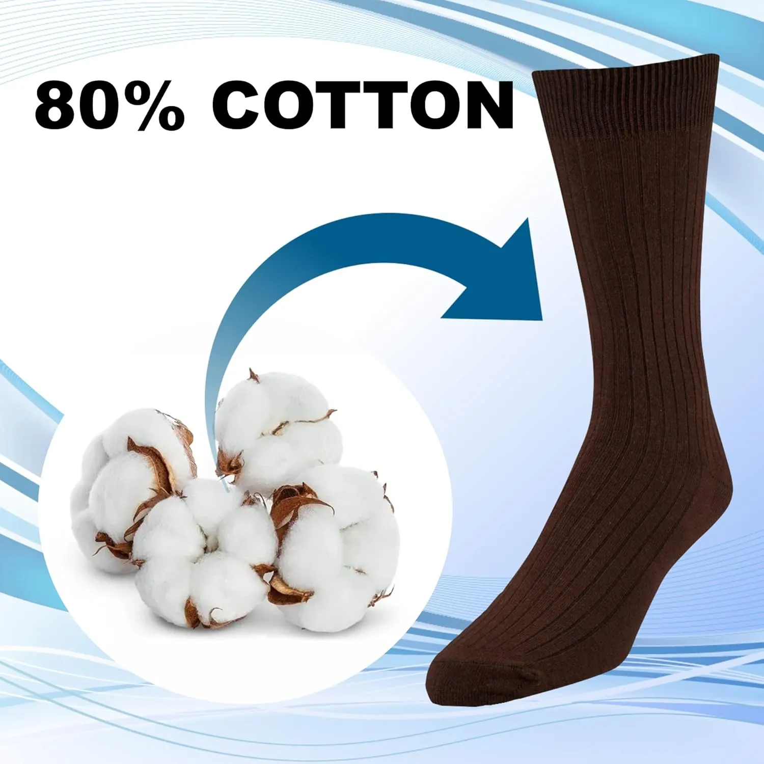 EMEM Apparel Women's Soft Ribbed Cotton Knit Classic Crew Dress Socks 5-Pack