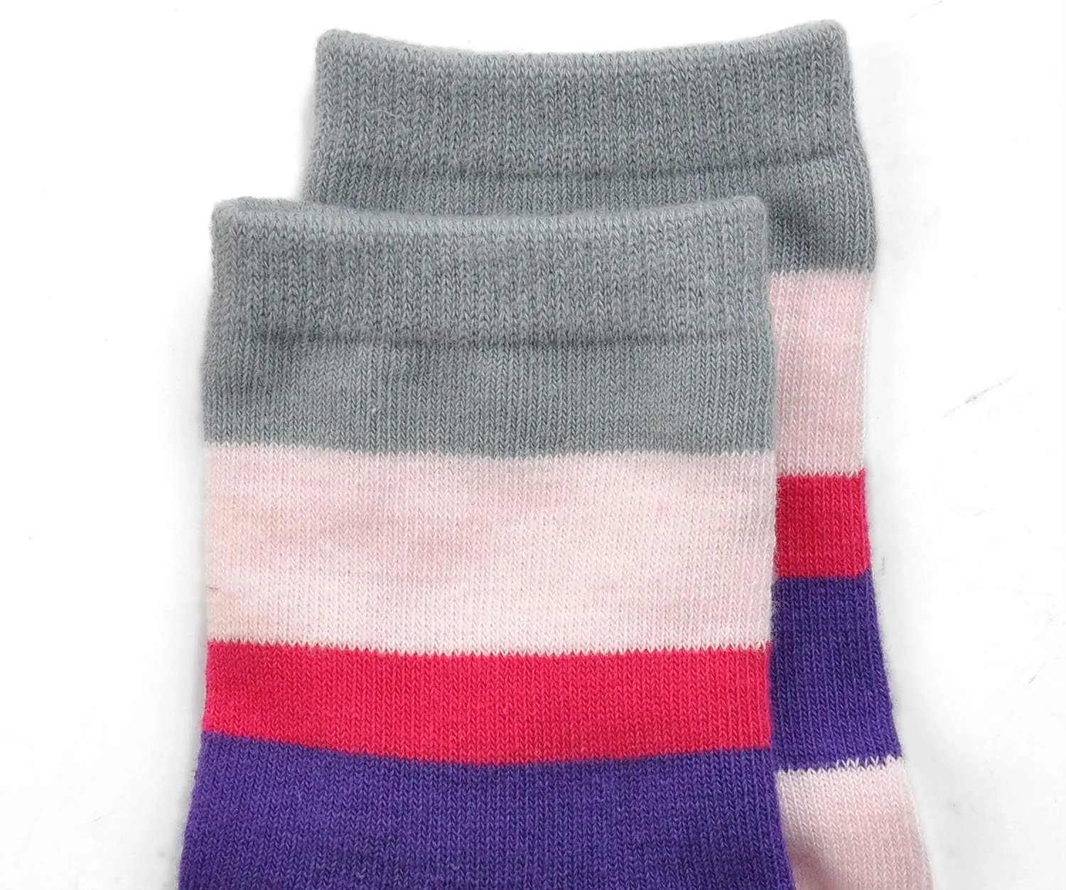 EPEIUS Kids Girls' 5 Pack Seamless Rainbow Stripes Crew Socks