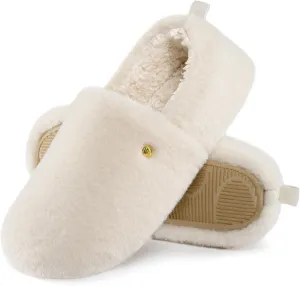 EverFoams Women's Closed Back Slippers Fuzzy Faux Wool Soft Lightweight Non Slip House Shoes
