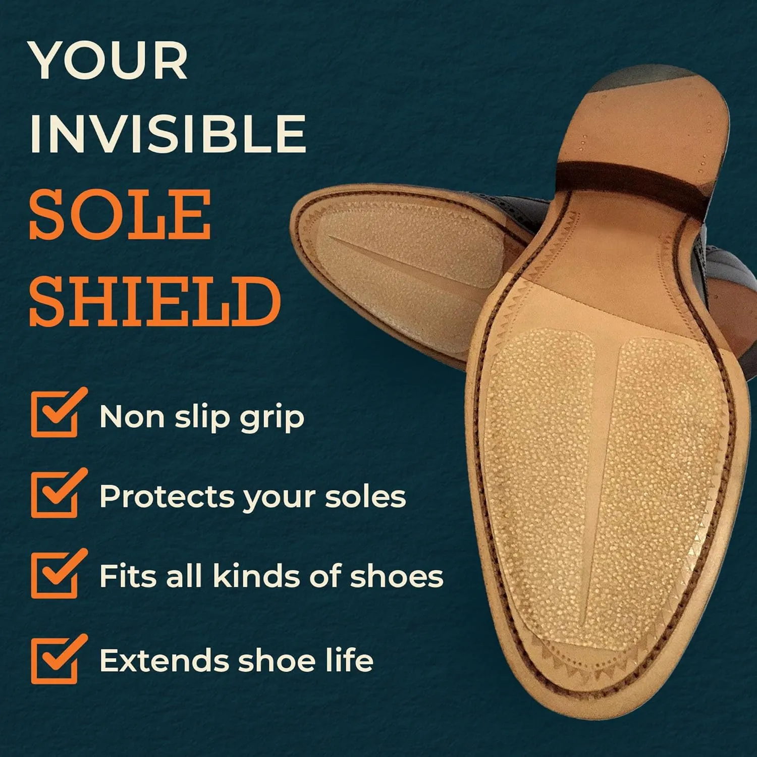 Exciting New Transparent Sole Protectors for Men's Shoes | Saves Money On Re-Soling | Adds Grip | Anti-Slip | Quick and Easy, Clear, Medium - US 10-12 (EU 43-46)