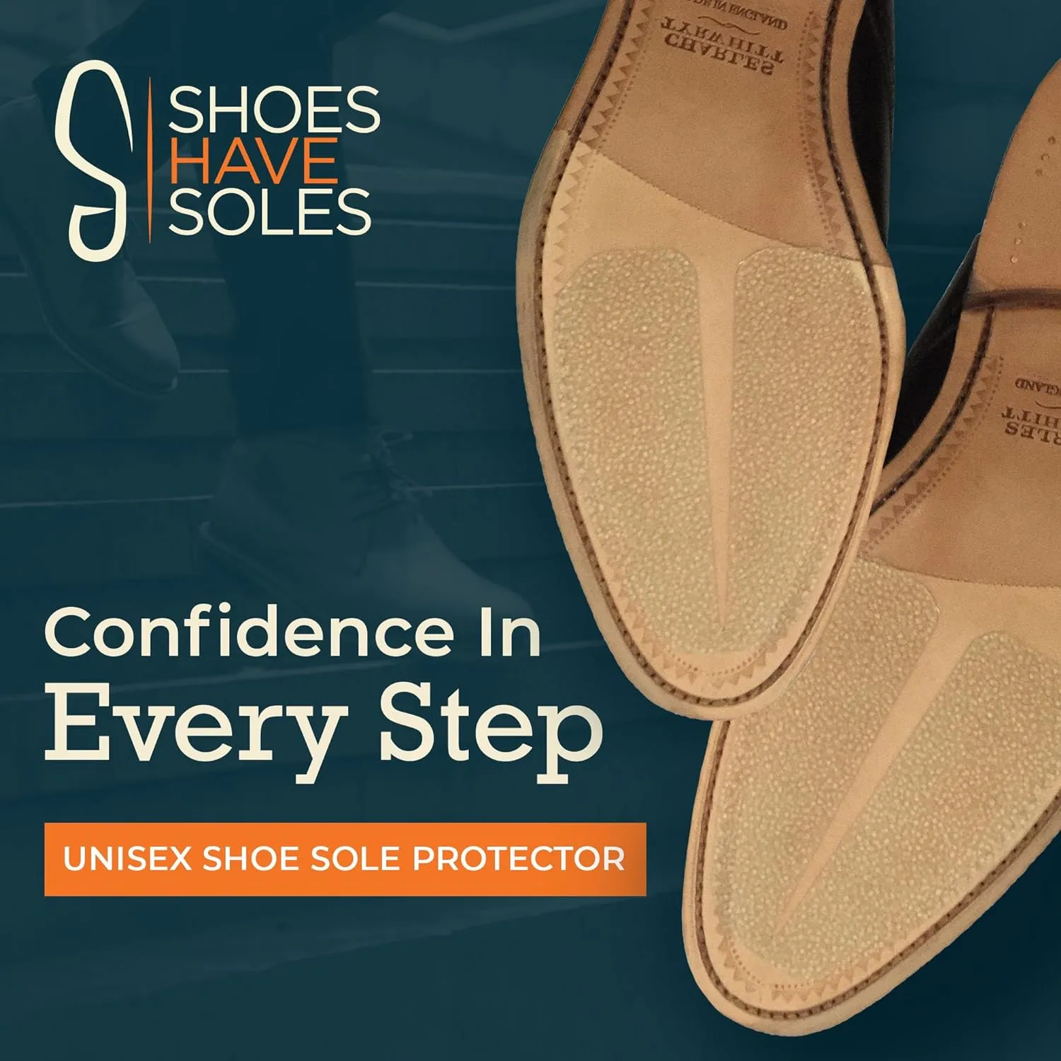Exciting New Transparent Sole Protectors for Men's Shoes | Saves Money On Re-Soling | Adds Grip | Anti-Slip | Quick and Easy, Clear, Medium - US 10-12 (EU 43-46)