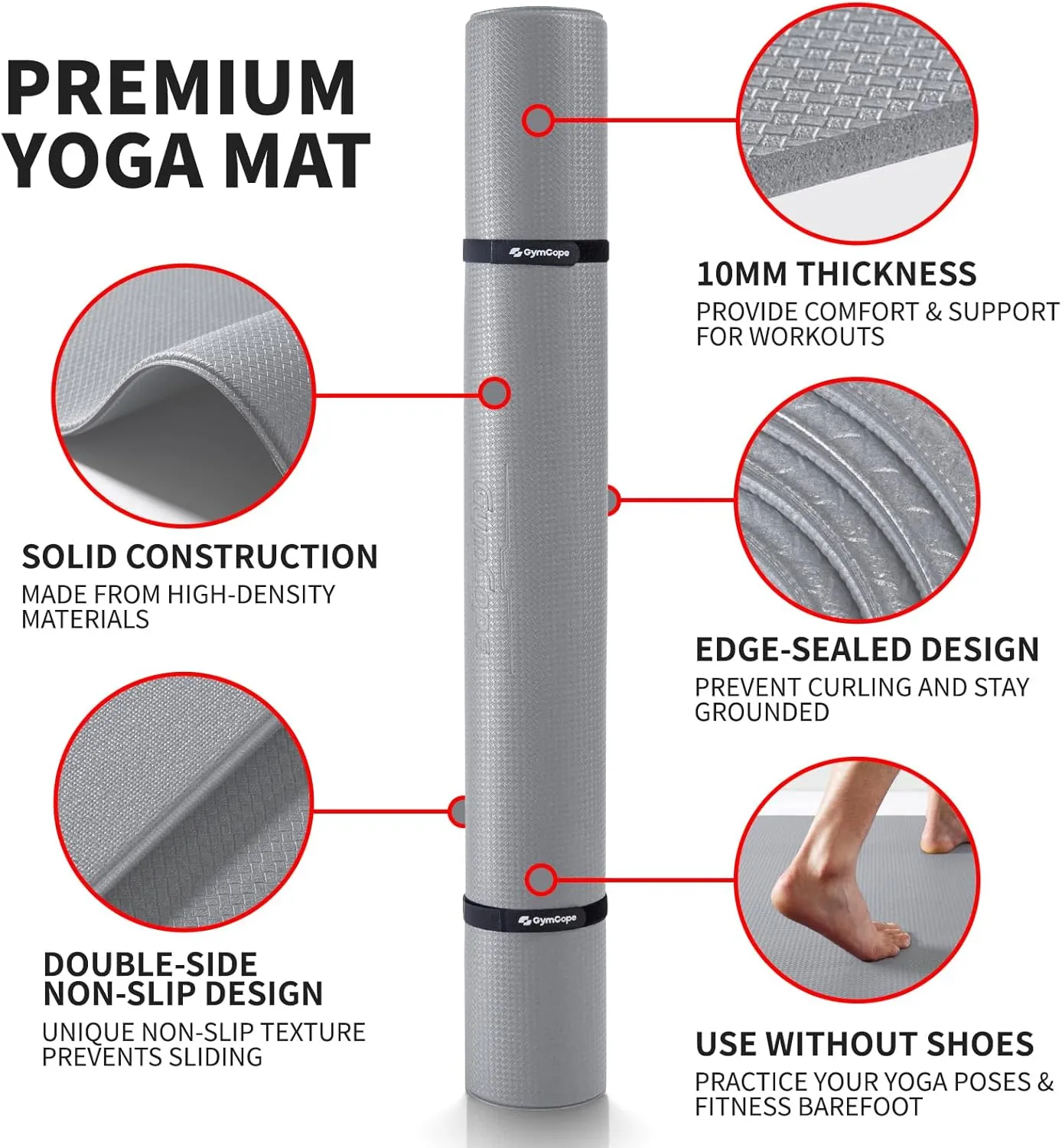Extra Large Exercise Mat, 10'x6'/9'x6'/8'x6'/7'x5'/6'x4' (8mm/10mm) Thick Workout Mat for Home Gym Flooring, Garage, Shoe-Friendly, High-Density, MMA, HIIT, Weight Lifting, Cardio&Strength
