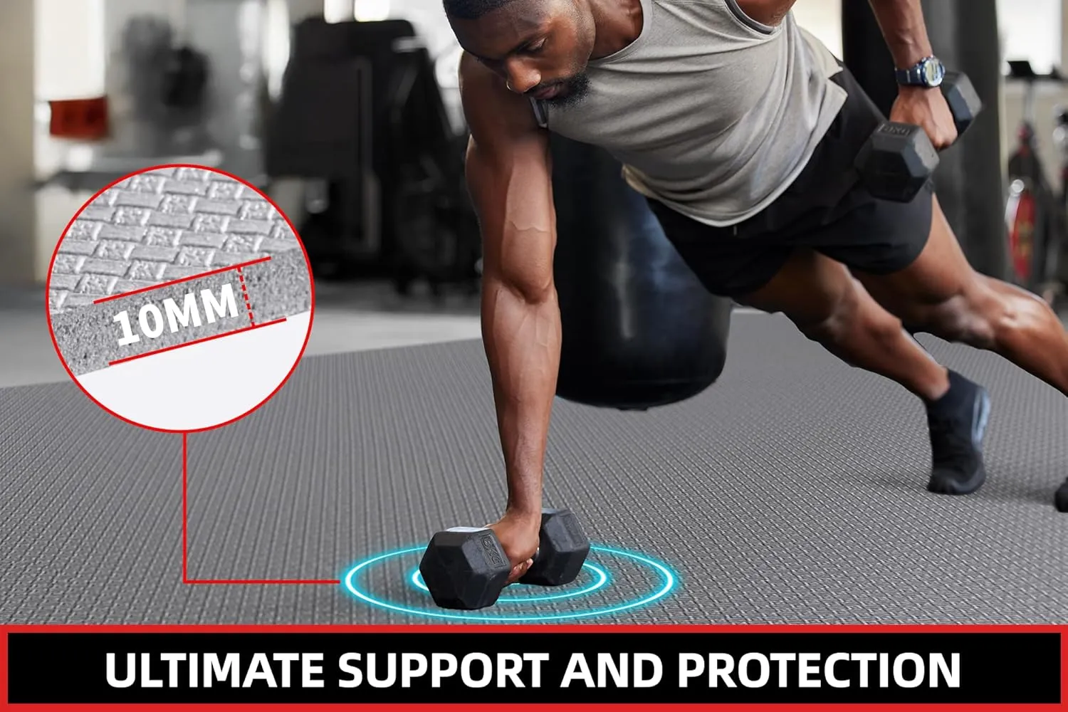 Extra Large Exercise Mat, 10'x6'/9'x6'/8'x6'/7'x5'/6'x4' (8mm/10mm) Thick Workout Mat for Home Gym Flooring, Garage, Shoe-Friendly, High-Density, MMA, HIIT, Weight Lifting, Cardio&Strength