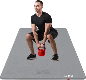 Extra Large Exercise Mat, 10'x6'/9'x6'/8'x6'/7'x5'/6'x4' (8mm/10mm) Thick Workout Mat for Home Gym Flooring, Garage, Shoe-Friendly, High-Density, MMA, HIIT, Weight Lifting, Cardio&Strength