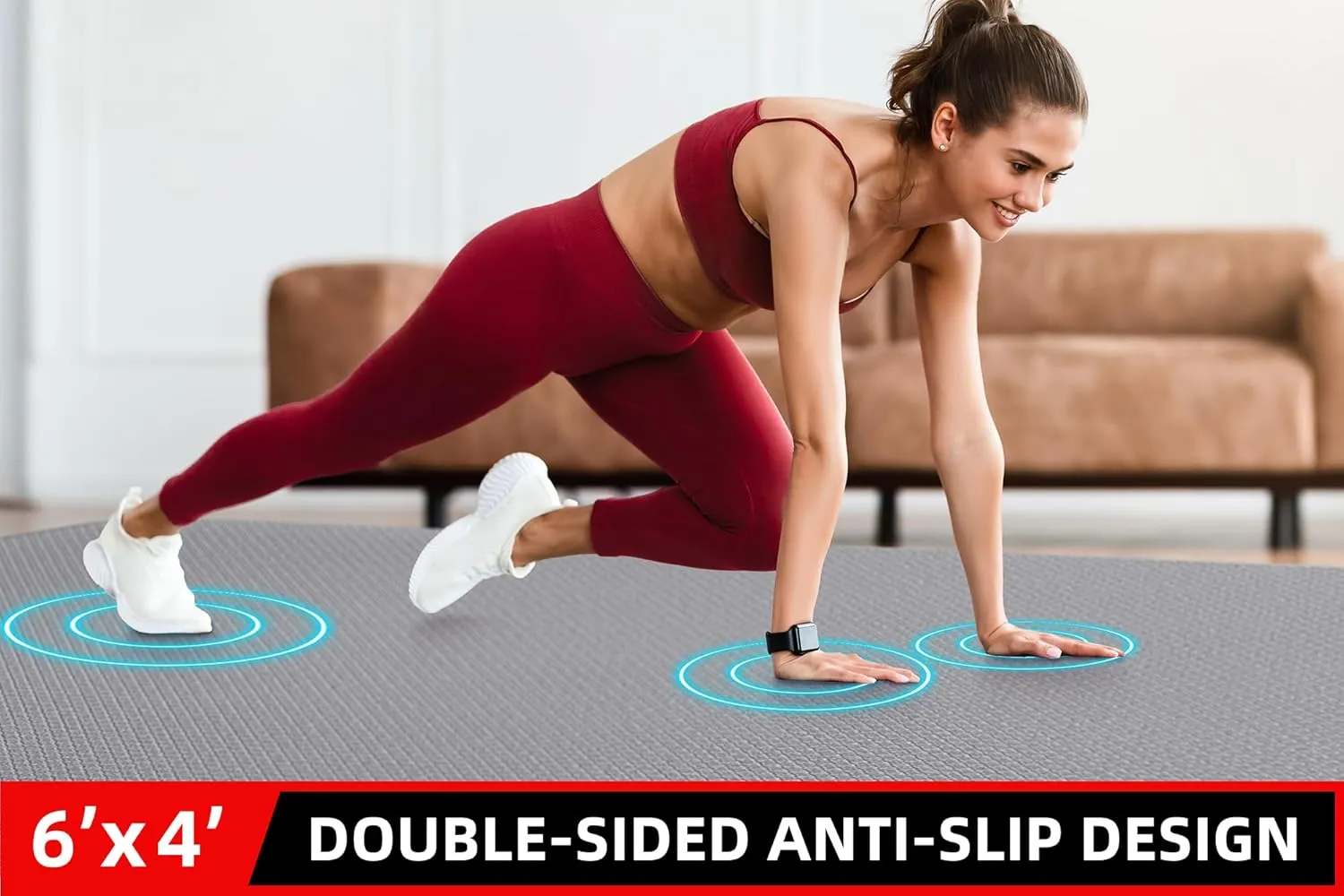 Extra Large Exercise Mat, 10'x6'/9'x6'/8'x6'/7'x5'/6'x4' (8mm/10mm) Thick Workout Mat for Home Gym Flooring, Garage, Shoe-Friendly, High-Density, MMA, HIIT, Weight Lifting, Cardio&Strength