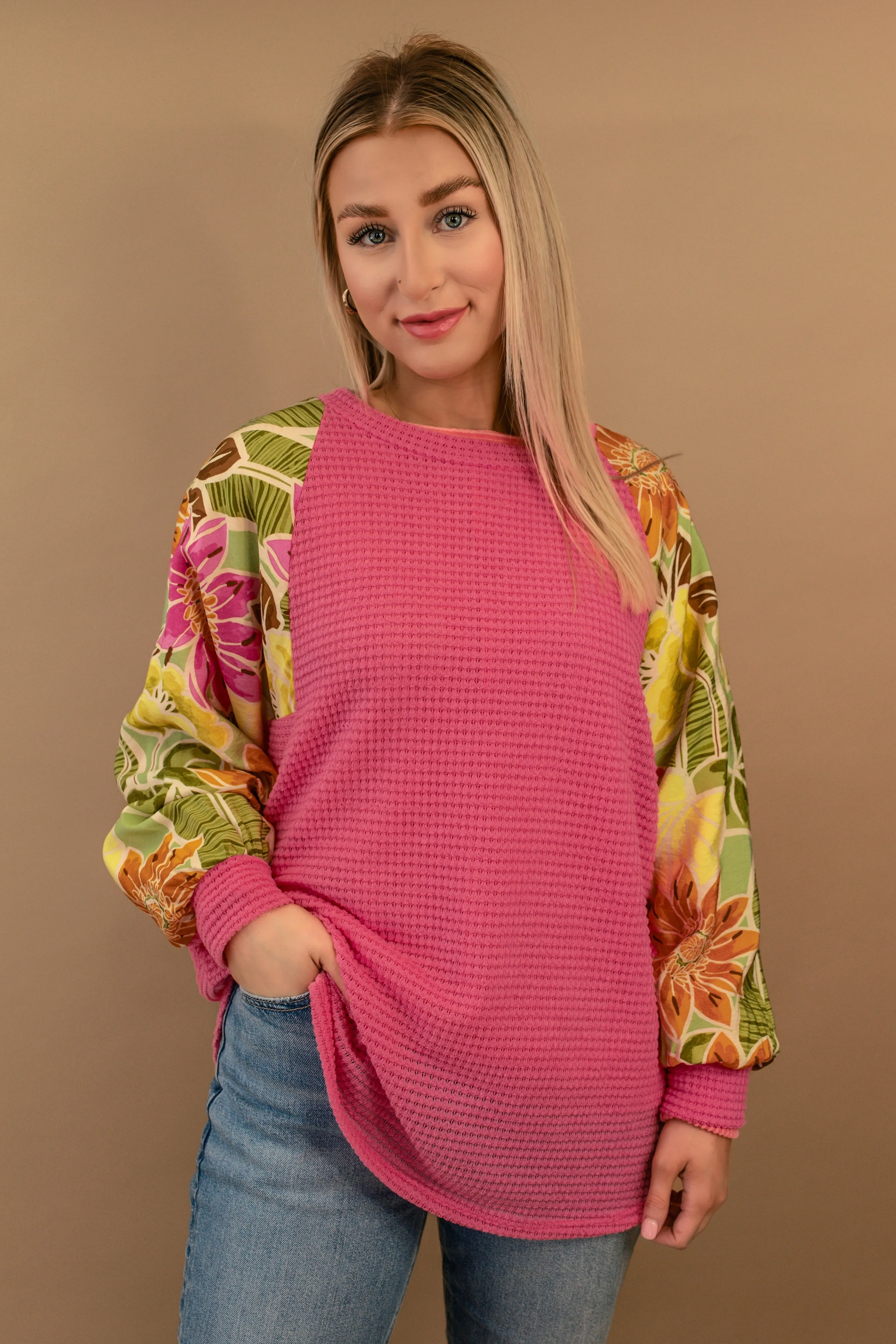 Faith Floral Waffle Knit Top