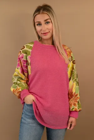 Faith Floral Waffle Knit Top