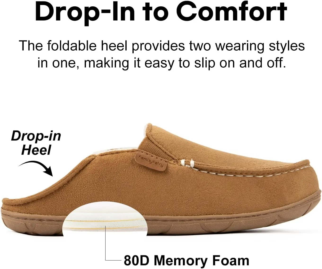 FamilyFairy Women's Microsuede Moccasin Slippers Cozy Memory Foam House Shoes for Indoor Outdoor