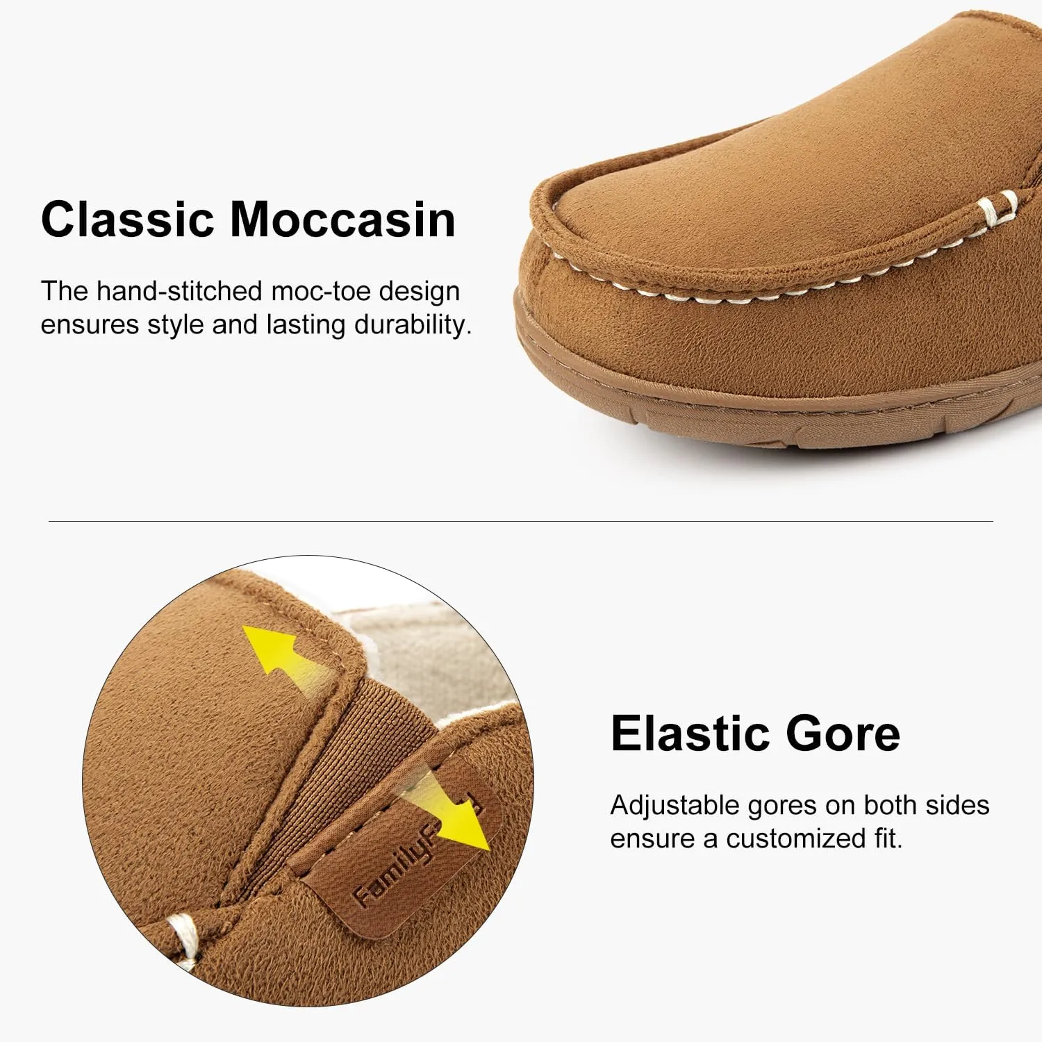 FamilyFairy Women's Microsuede Moccasin Slippers Cozy Memory Foam House Shoes for Indoor Outdoor