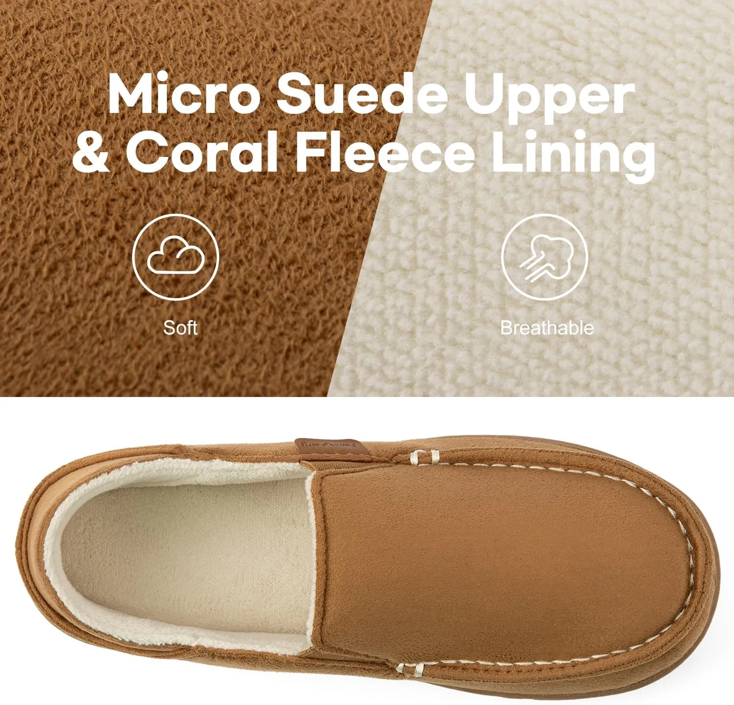 FamilyFairy Women's Microsuede Moccasin Slippers Cozy Memory Foam House Shoes for Indoor Outdoor