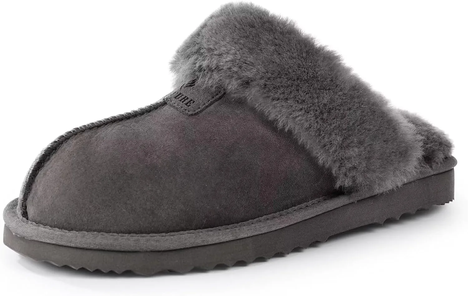 FANTURE Genuine Australian Sheepskin Women Slippers, Memory Foam Fluffy Shearling Slippers Indoor Outdoor House Shoes with Warm Lining