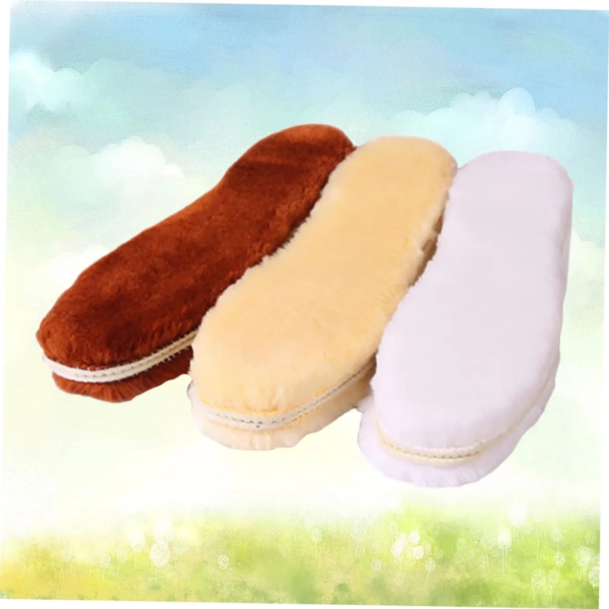 Fashion Plush Warm Insoles 3 Pairs Thicken Shoe Inserts Arch Support Soft Heel Pads for Men Women Anti-Sweat Design Random