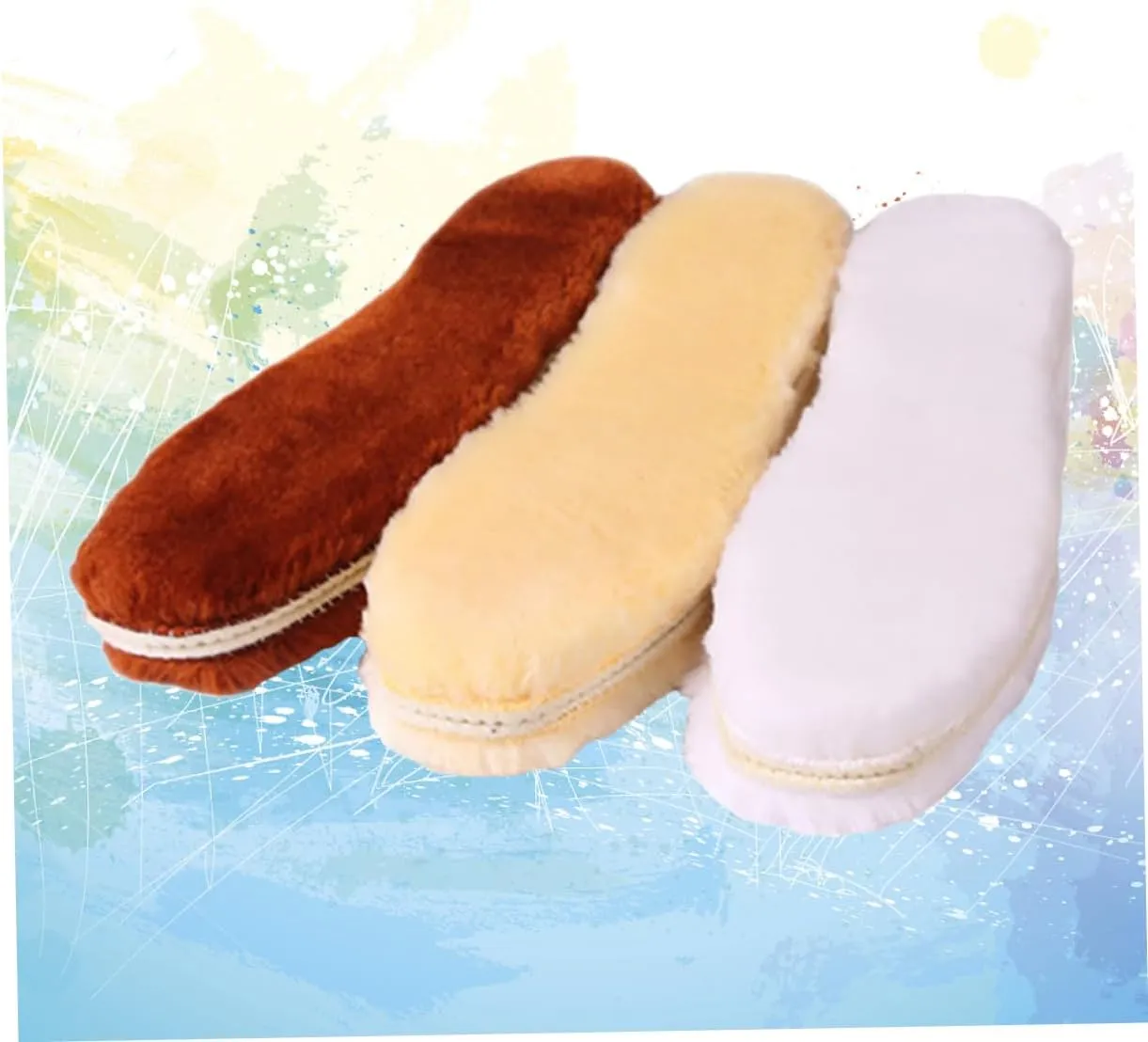 Fashion Plush Warm Insoles 3 Pairs Thicken Shoe Inserts Arch Support Soft Heel Pads for Men Women Anti-Sweat Design Random