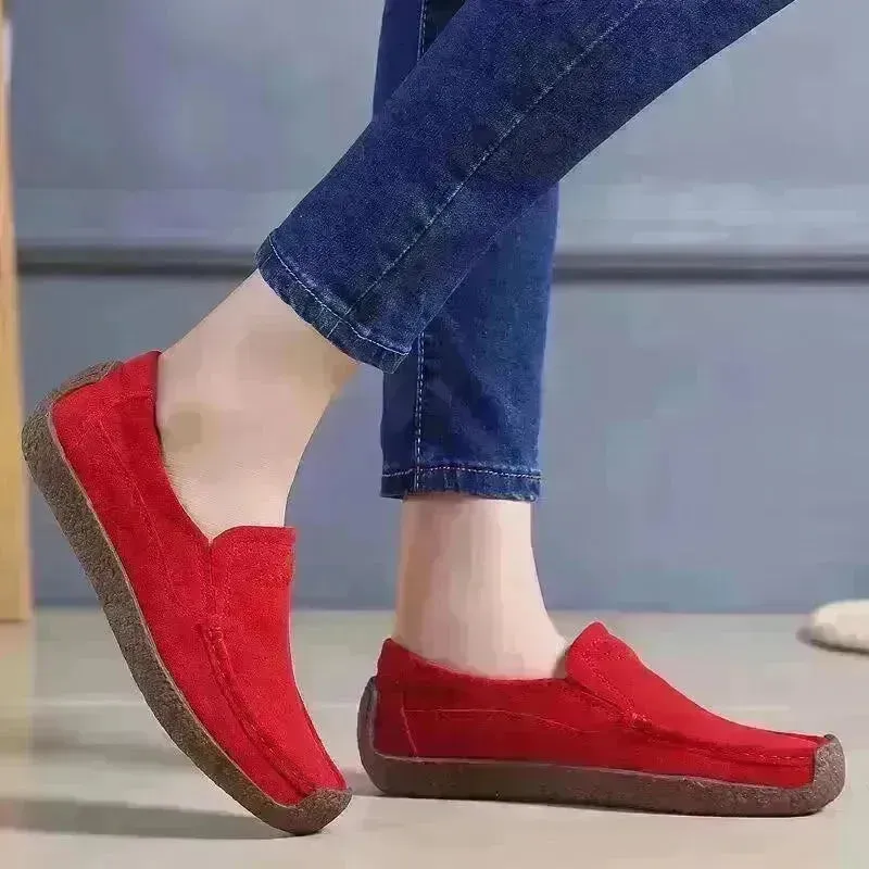 Fashion Round Toe Loafers Casual Versatile Solid Color Flats Slip-on Cozy Shoes for women