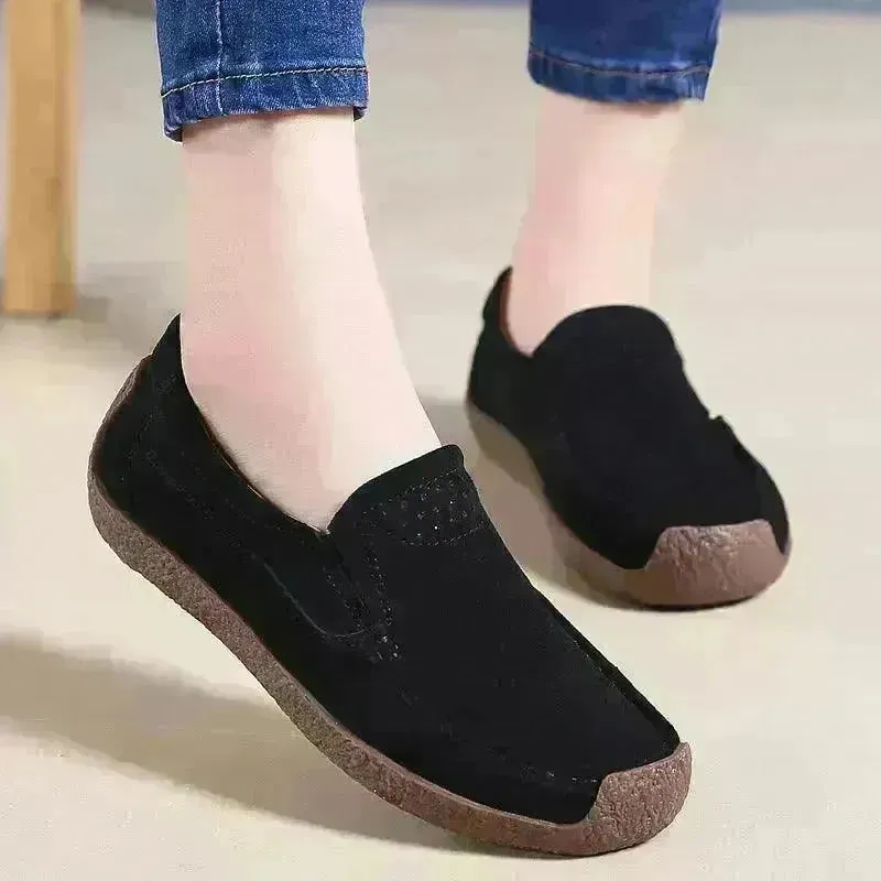 Fashion Round Toe Loafers Casual Versatile Solid Color Flats Slip-on Cozy Shoes for women