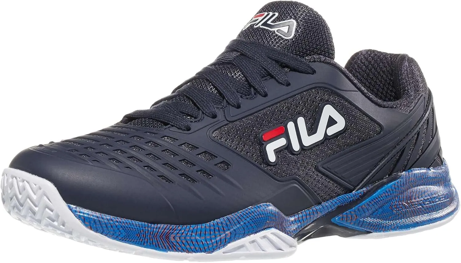 Fila Axilus 2 Energized Mens Tennis Shoe (Navy/White/Nectarine, US Footwear Size System, Adult, Men, Numeric, Medium, 7)