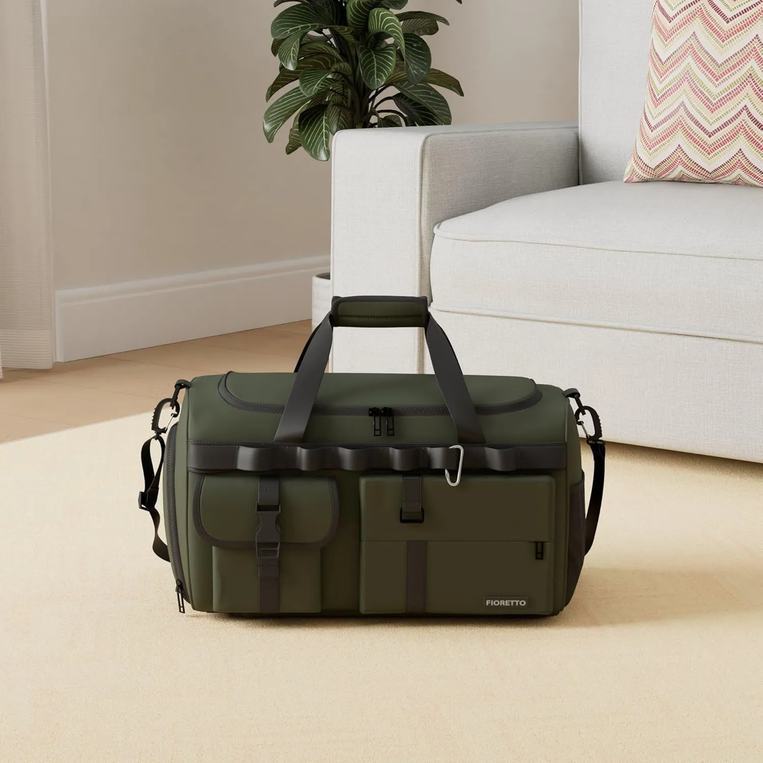 FIORETTO Women's Gym Duffle Bag with Shoes Compartment, 37L Capacity, Ideal for Travel, Gym, Sports, Duffel, Weekender