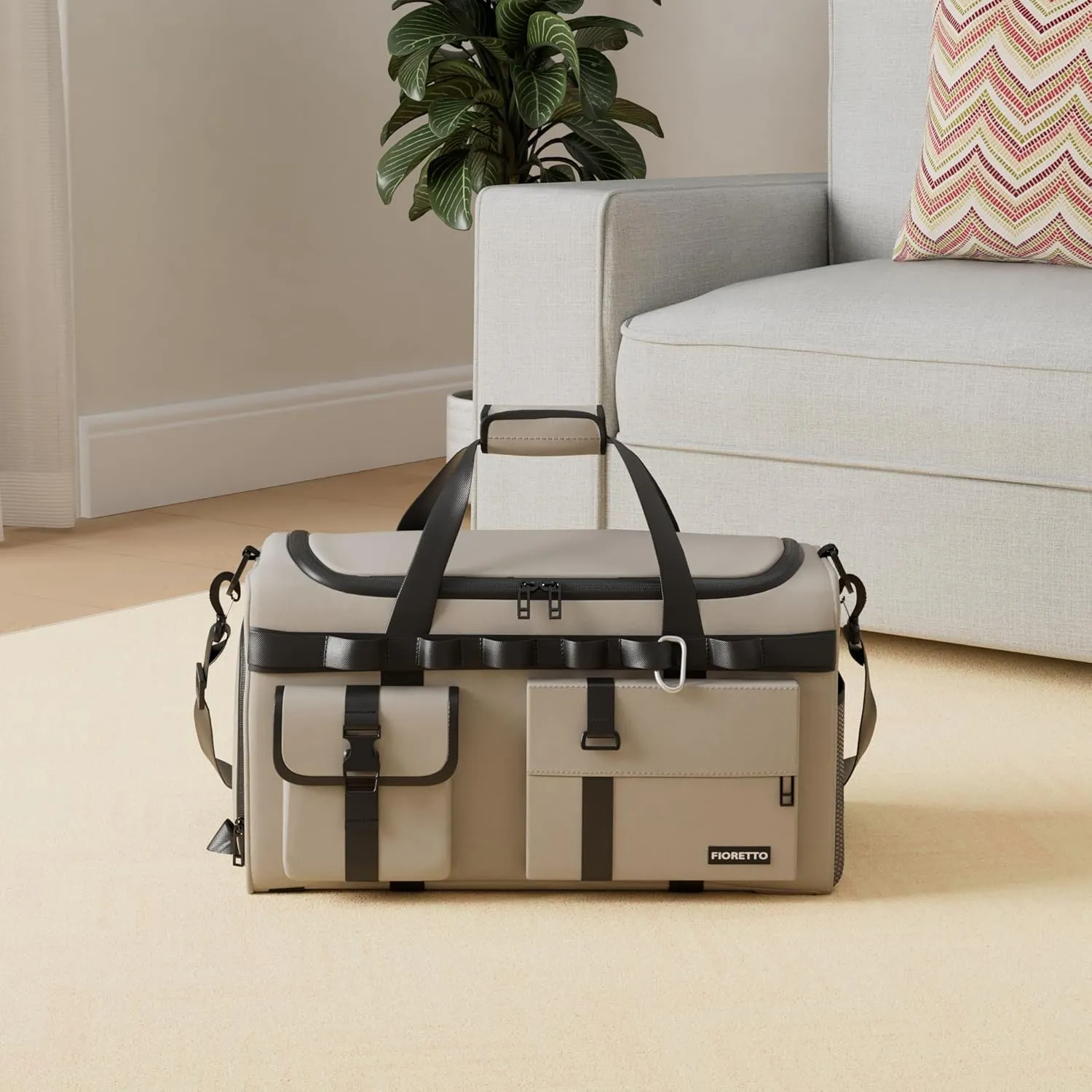 FIORETTO Women's Gym Duffle Bag with Shoes Compartment, 37L Capacity, Ideal for Travel, Gym, Sports, Duffel, Weekender