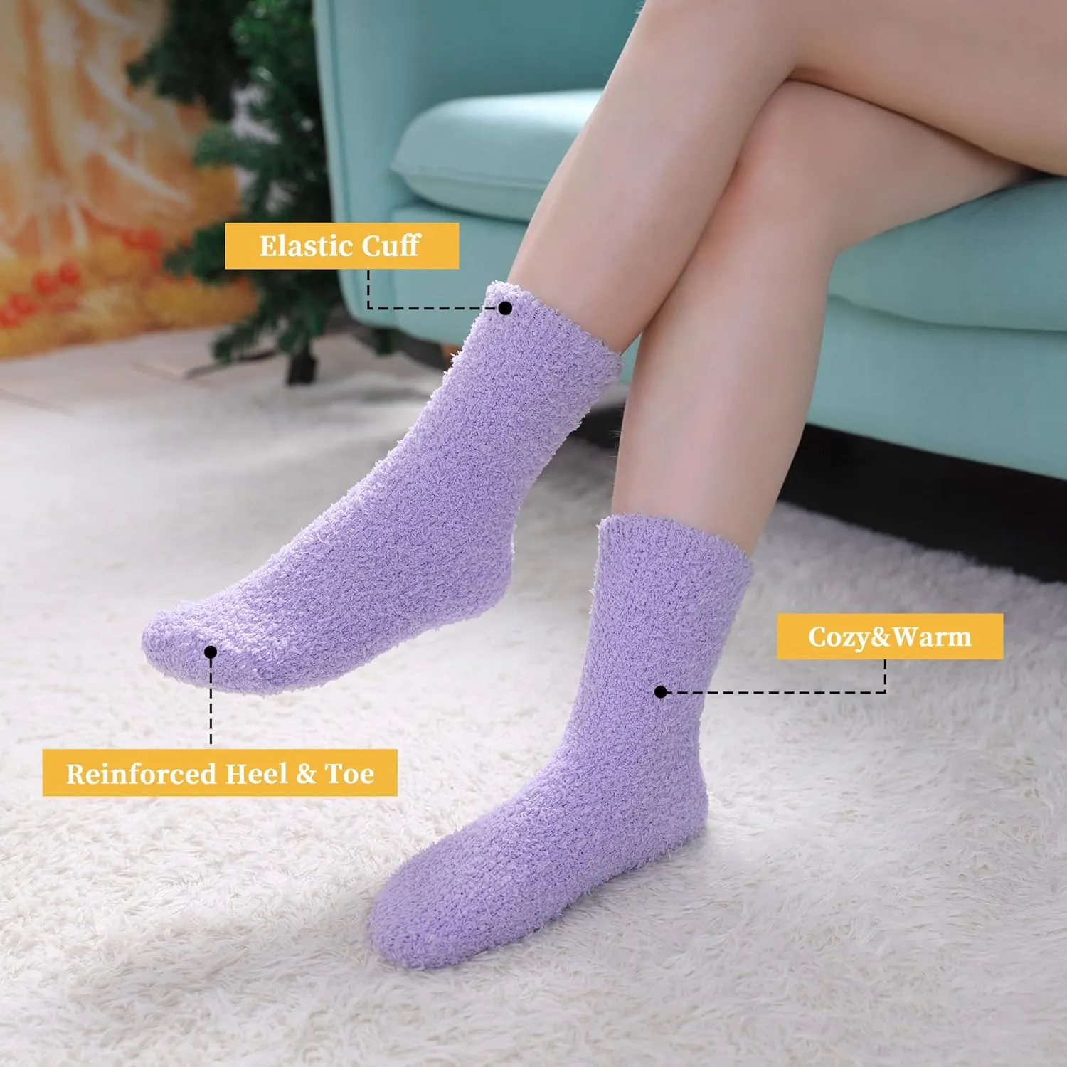 FNOVCO Womens Fuzzy Socks Super Soft Fluffy Winter Warm Cozy Home Sleeping Socks